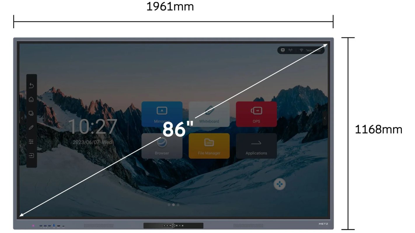 METZ 86KD1 – 86" 4K interaktív kijelző, Android, 8/128 GB