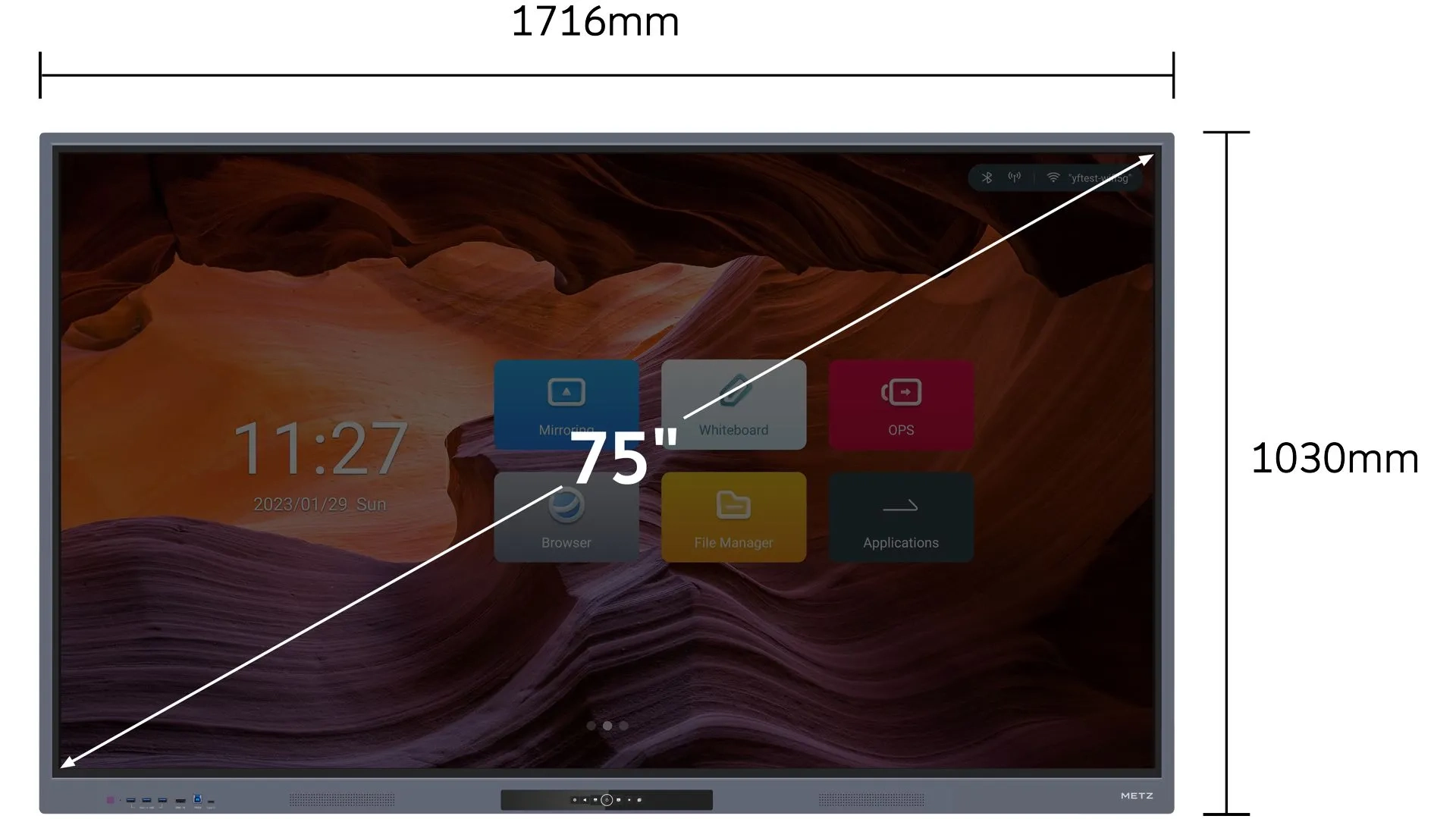 METZ 75HD1 – interaktívny monitor 75" 4K, Android, 4/32 GB